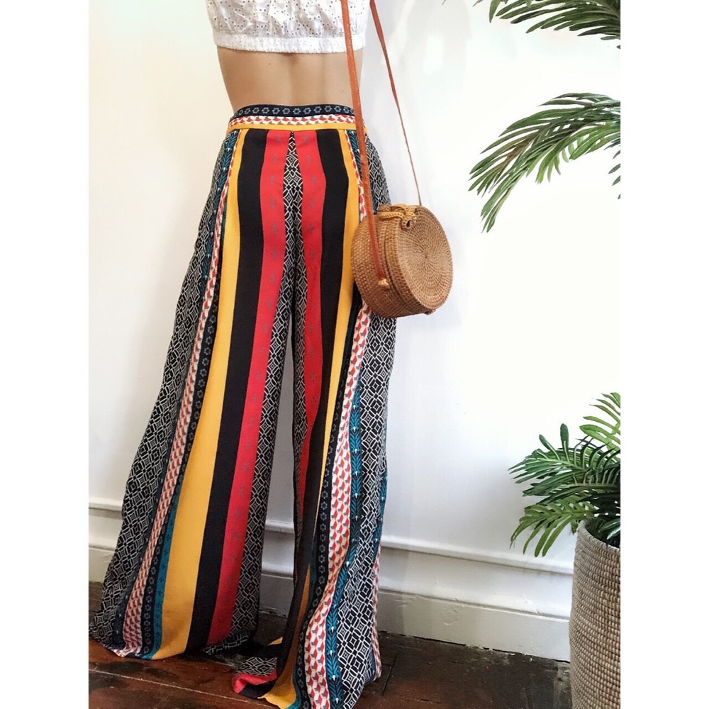 🆕Paige Boho Mixed Print Wide Leg Palazzo Pants - Picture 5 of 7
